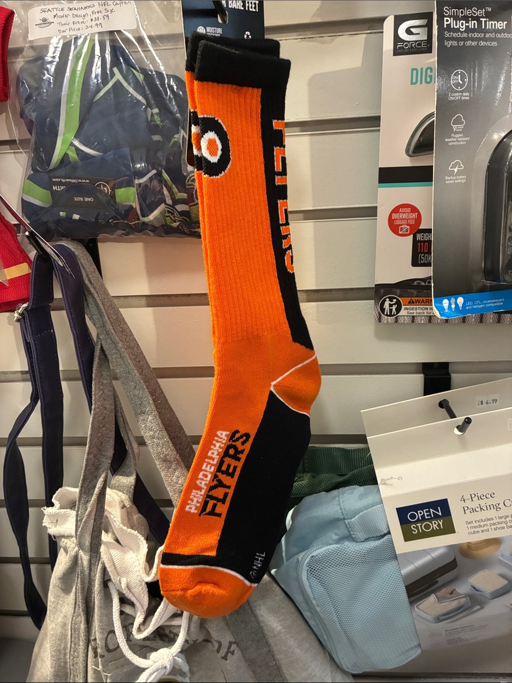For Bare Feet Orange and Black Athletic Crew Socks
